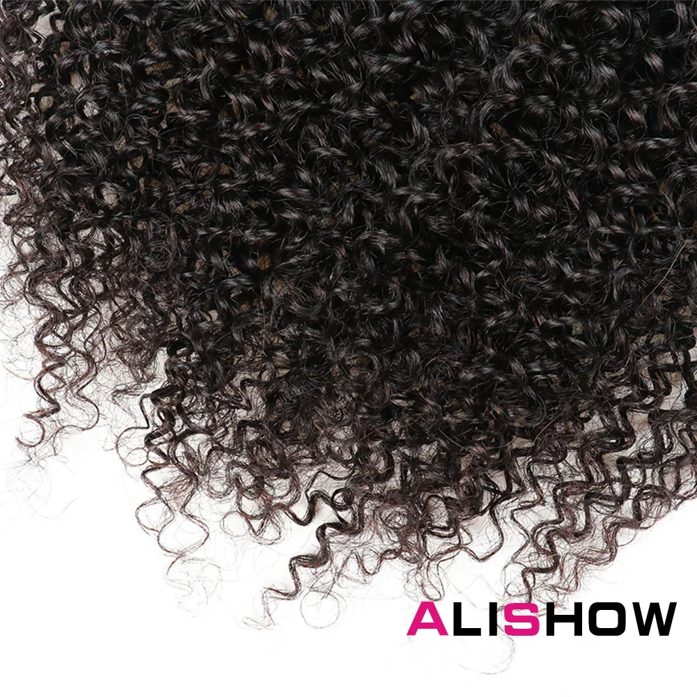 Alishow Indian Afro Kinky Curly Weave Remy Hair Clip In Human Hair Extensions Natural Color Full Head 10Pcs 120G DHL Ship Free