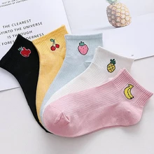 Новые однотонные носки с фруктами, летние носки-башмачки, Приятный хлопок, Носки с рисунком