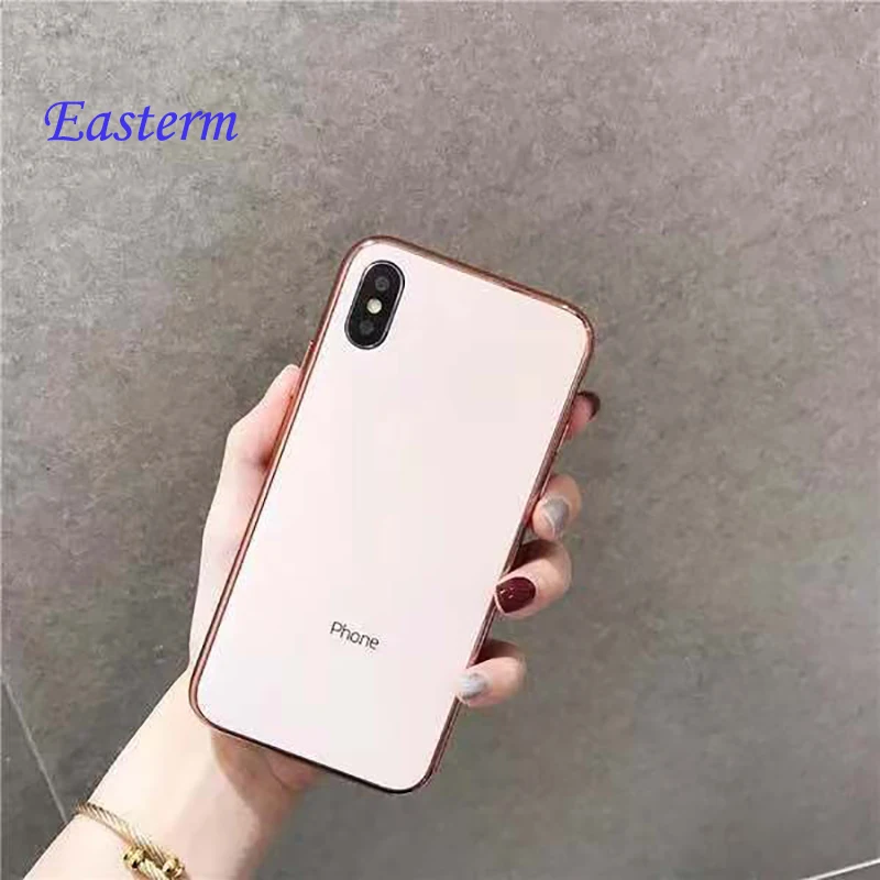 Kopen Easterm 8 Case Verbeterd ElectroplatingTempered Glas Volledige Protector Telefoon Cover Voor iPhone 6 7 Plus 8 iPhone X XS MAX XR Case