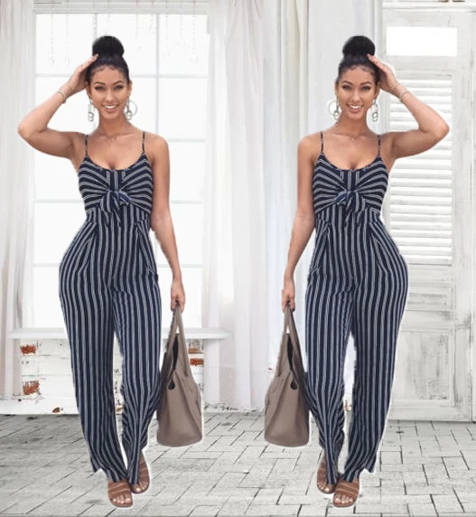 Синий Новые летние синий Bodycon спинки в полоску комбинезоны Для женщин пикантные вечерние клубная одежда комбинезоны Повседневное бабочкой комбинезоны комбинезон плюс Размеры - Цвет: Синий