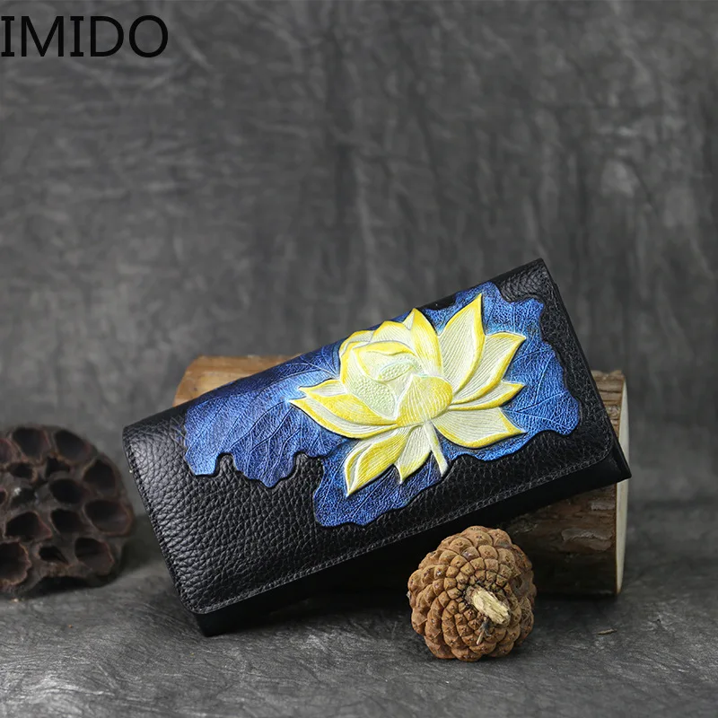 

IMIDO Original New Retro Leather Embossed Horizontal Women's Wallet Handbags Designer Wallets Famous Brand Cute Luxury Fashion