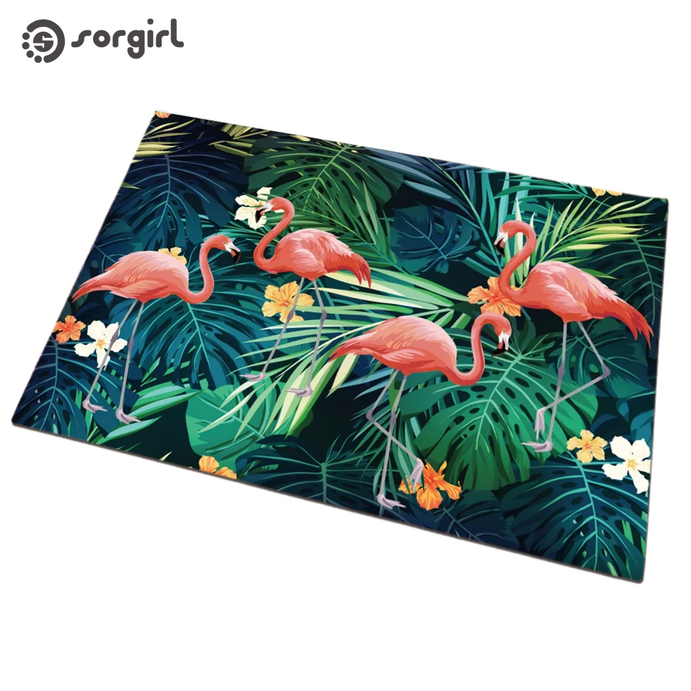 Flamingos mat foam natural rubber doormat Front Door Mats Carpet Entrance Indoor Tropical rain