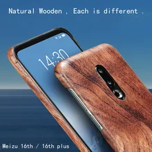 Натуральный Деревянный чехол для телефона для MEIZU 16th 16th Plus, чехол, бамбук/орех/палисандр/Черное ледяное дерево/оболочка(настоящее дерево