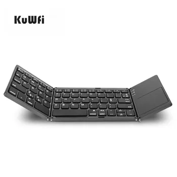 

KuWfi Twice Folding Bluetooth Keyboard MinI Portable Wireless Foldable Touchpad Keypad for IOS/Android/Windows ipad Tablet