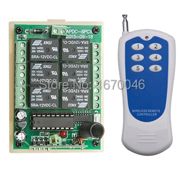 

Free Shipping 6CH DC12V 10A 1000M RF Wireless Remote Control System (transmitter+receiver/switch) for light /lampHome appliances