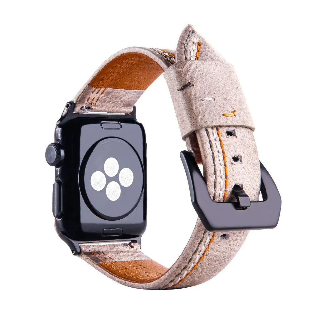 Verban para Apple Couro para Iver Original Marca Nova Couro Genuíno Assistir Banda Série 4 - 3 2 1 38 40mm 42 44mm Qualit Sports s 4 apple assistir banda série 4 3 2