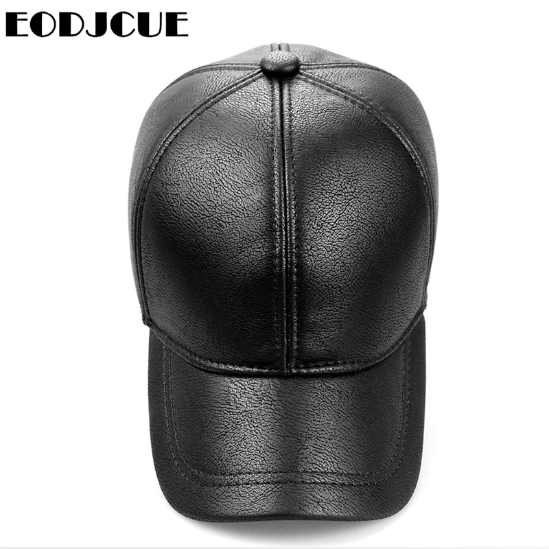 Высококачественная бейсболка из искусственной кожи с защитой от ушей, теплые шапки для среднего возраста, подарок для дедушки, гладкая большая Кепка