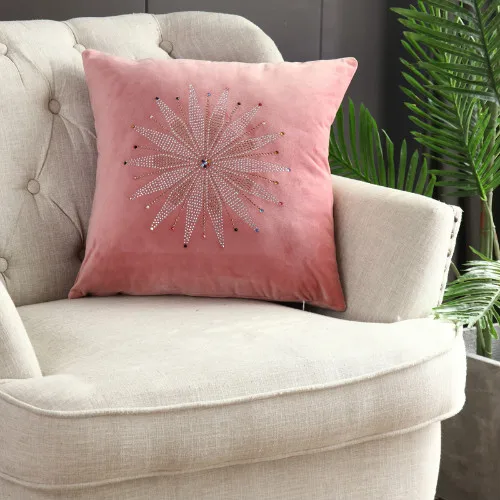 IDouillet хрустальные стразы, декоративные бархатные акценты, наволочки, задняя наволочка для дивана, диван стул, квадратный 45x45 см - Цвет: Розовый
