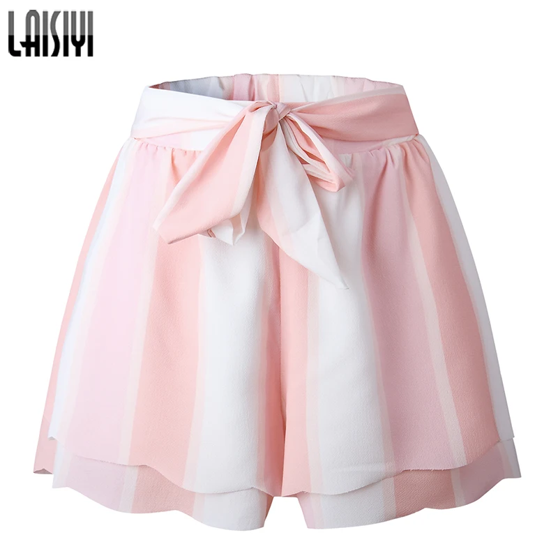 LAISIYI Kawaii розовые мини шорты с бантом женские летние пляжные милые повседневные