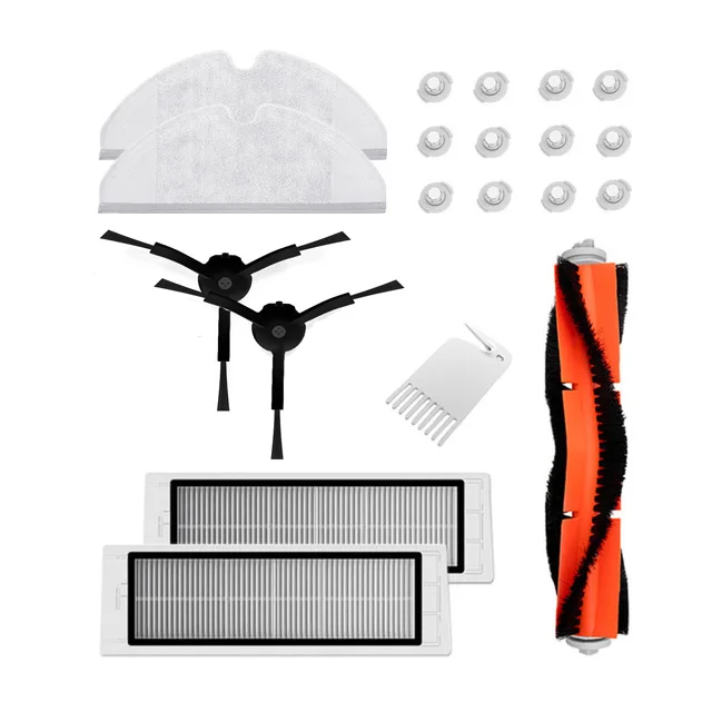 

New 1pcs main brush+2pcs hepa filter+2pcs Black side brush + mop cloths for Xiaomi mijia roborock s50 s51 s55 e35 roborock 2
