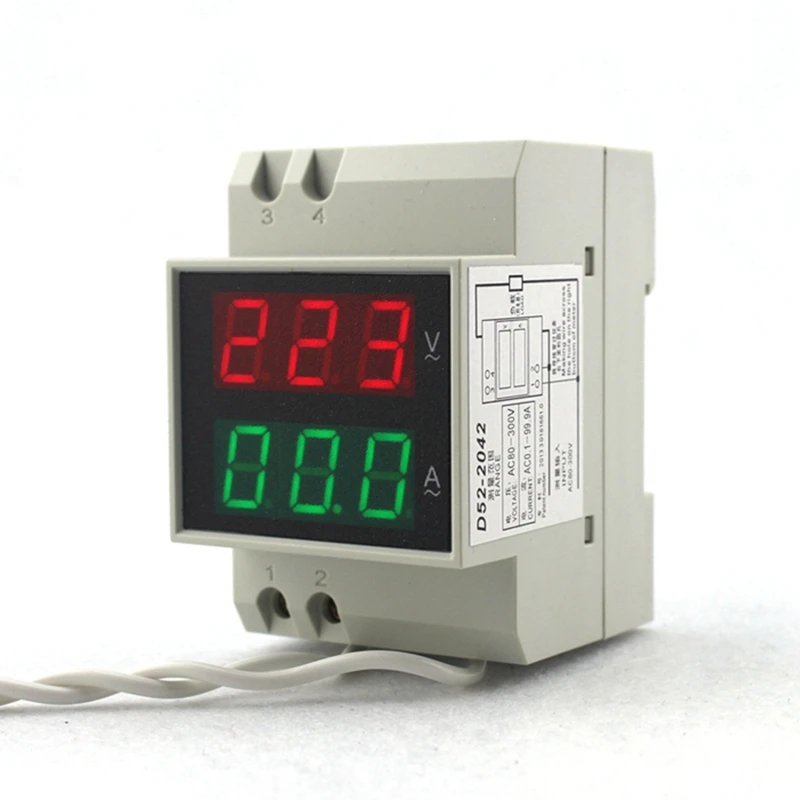 Din-рейка AC 80-300 В AC 200-450 в AC 0,1-99.9A двойной светодиодный цифровой вольтметр Амперметр AC напряжение измеритель тока монитор