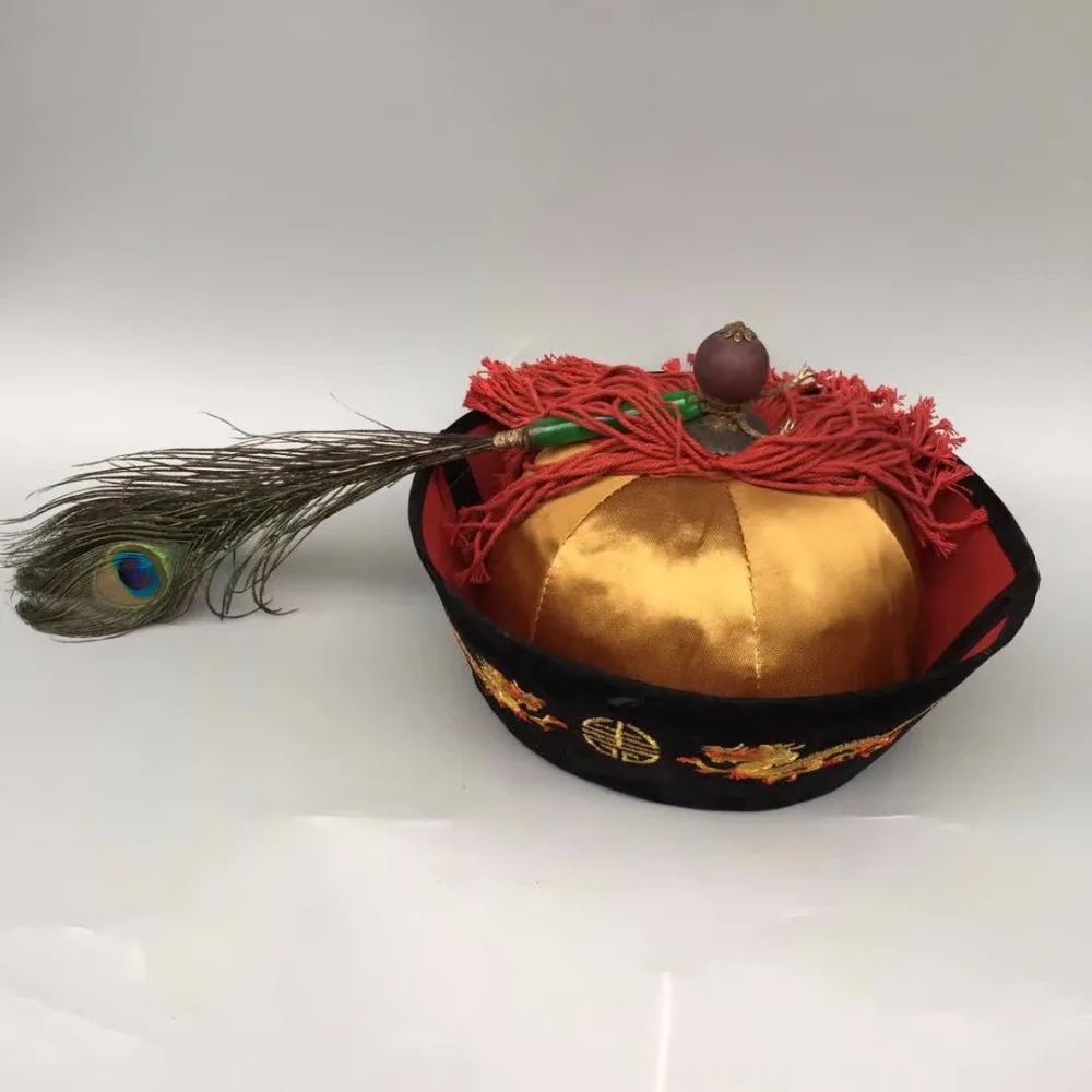 

Collection Chinese Officer hat Small ornaments and miniature models,Traditional Qing Dynasty court decoration hat