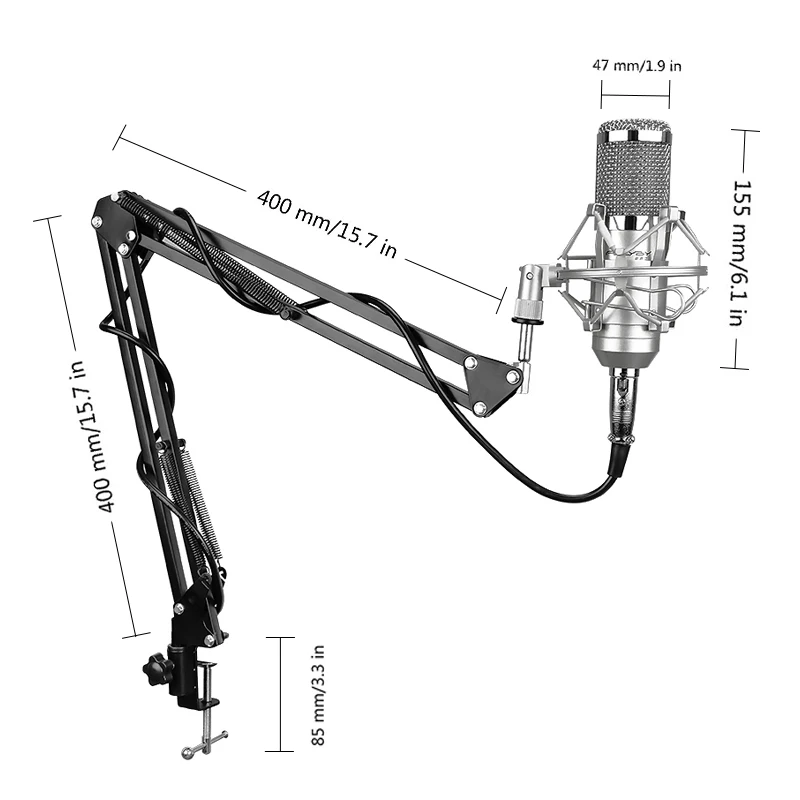 FELYBY Высокое качество без шума Профессиональный bm800 3,5-xlr Запись конденсаторный микрофон для компьютера живая звуковая карта караоке