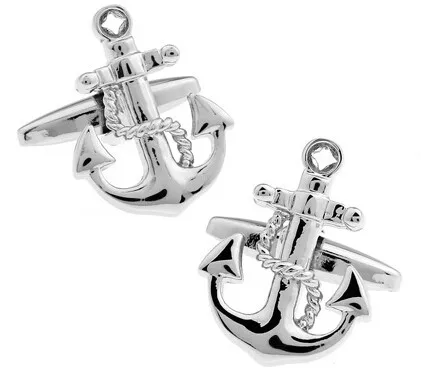 Promotion!!  Fashion Cufflinks silver color fashion anchor design copper material free shipping