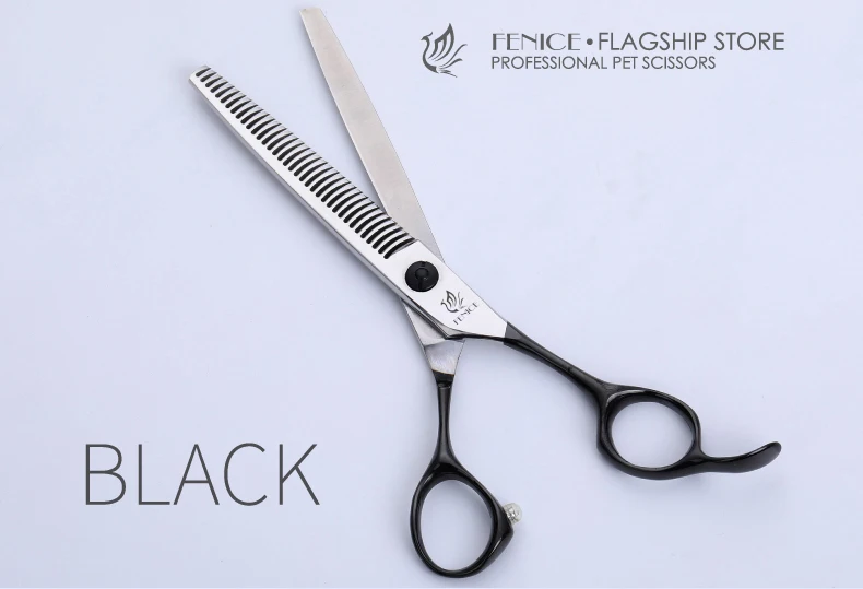 Fenice 6.5 inch Gold/Black Professional Dog Thinning Scissors Japan 440C Pets Hair Shears Thinning Rate 45