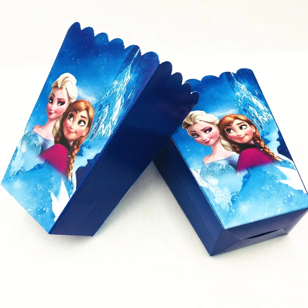

6pcs/set Anna And Elsa Princess Party Supplies Popcorn Box Birthday Party Accessory Decoration Kids Birthday Girls