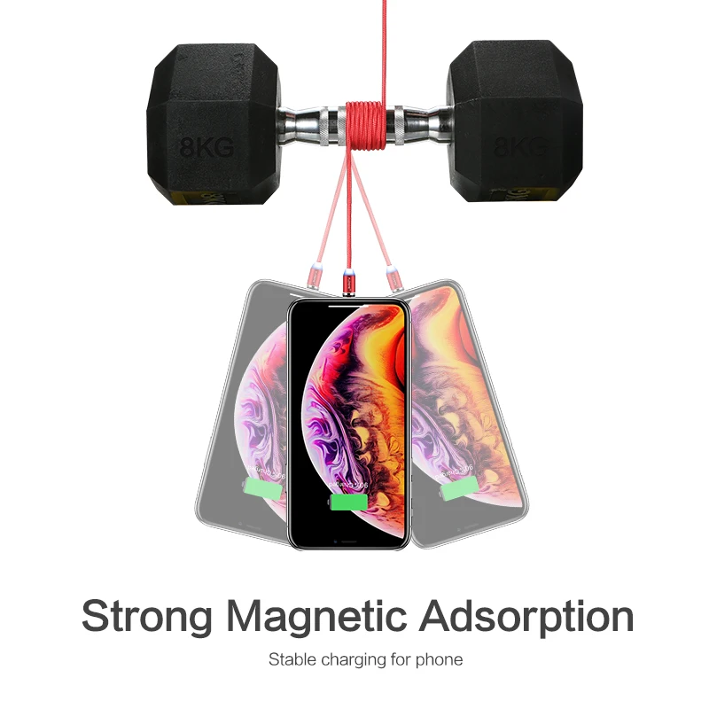FLOVEME 1 M/2 M LED Magnetic USB Kabel Micro USB/Typ C/Für Apple iPhone 11 7 8 XR Magnet Ladegerät