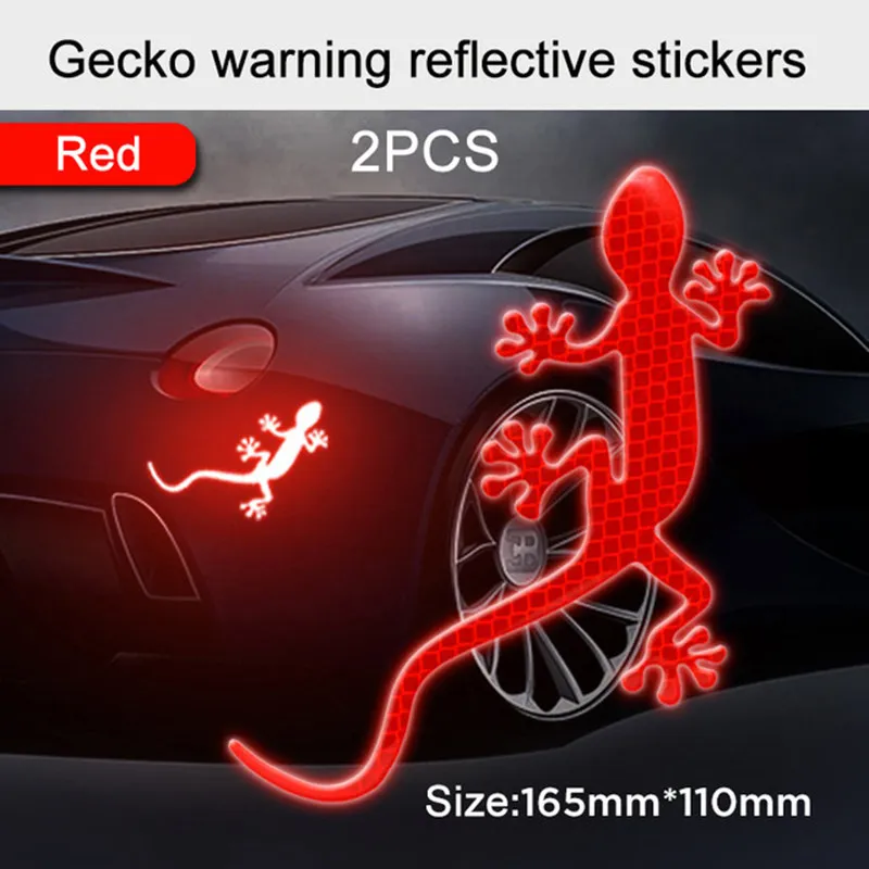 2 шт., 3D креативное украшение для кузова автомобиля, Светоотражающая наклейка Gecko, царапина, бампер, полосы, аксессуары для кузова автомобиля
