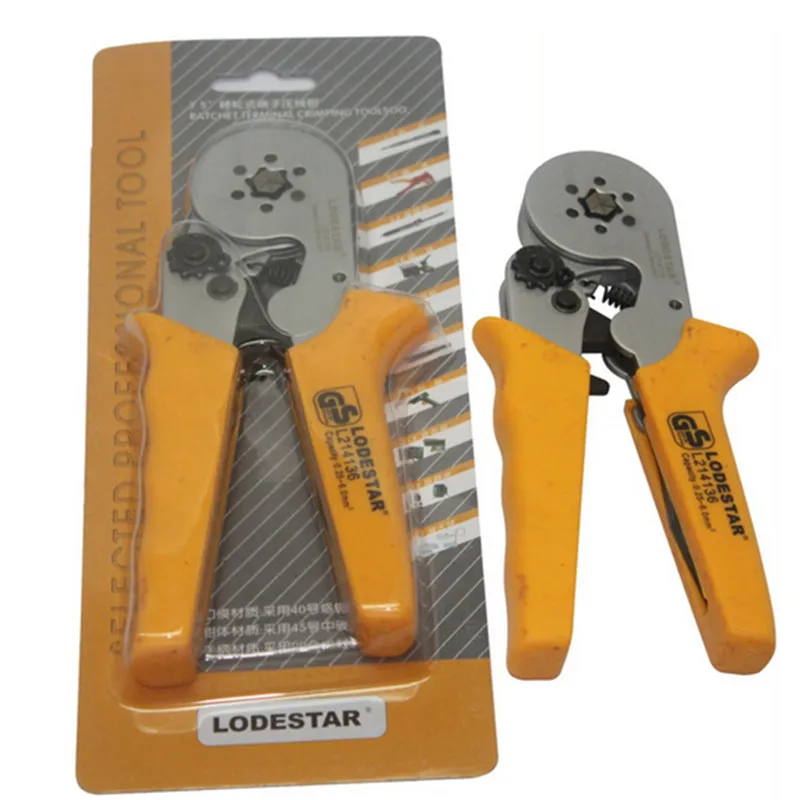 

Strength-Saving Mini-Type Crimping Plier tool For Non-insulated type Quadrilateral/Hexagon Crimping Plier L214136