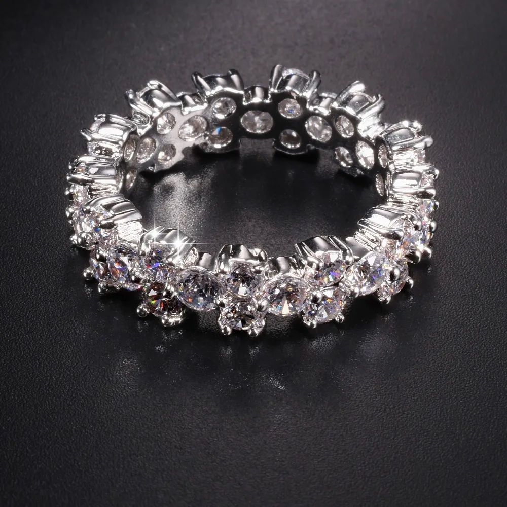 

Luxury 4CT Ladies Round C 925 STERLING SILVER ETERNITY BAND ENGAGEMENT WEDDING RING DIAMOND simulated PLATINUM Size 5,6,7,8,9,10