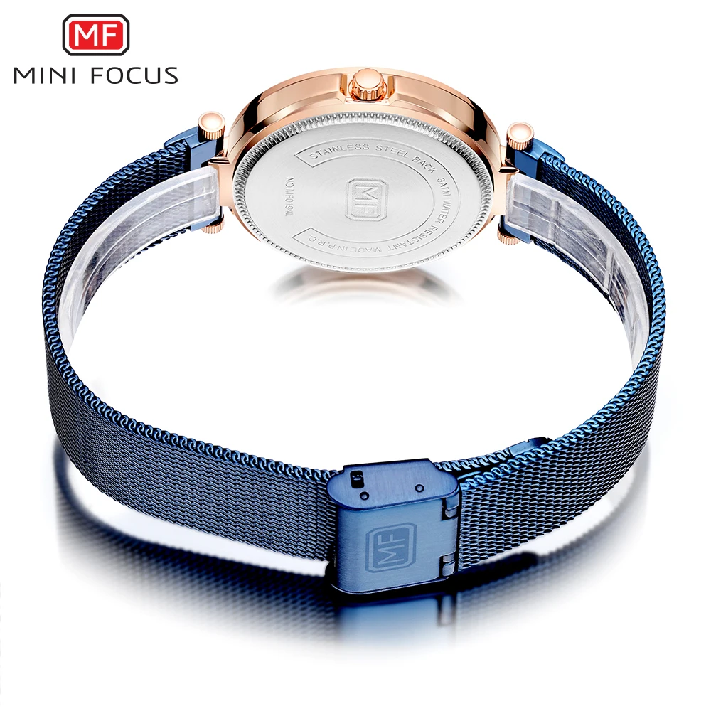 MINIFOCUS наручные часы для женщин Мода Синий нержавеющая сталь кварцевые часы браслет часы Relogio Feminino роскошные женские часы