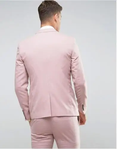 Tailor Made Pink Men wedding Suits Slim Fit Groom Prom Party Blazer Male Tuxedo Jacket+Pants+Vest Costume Marriage Homme Terno