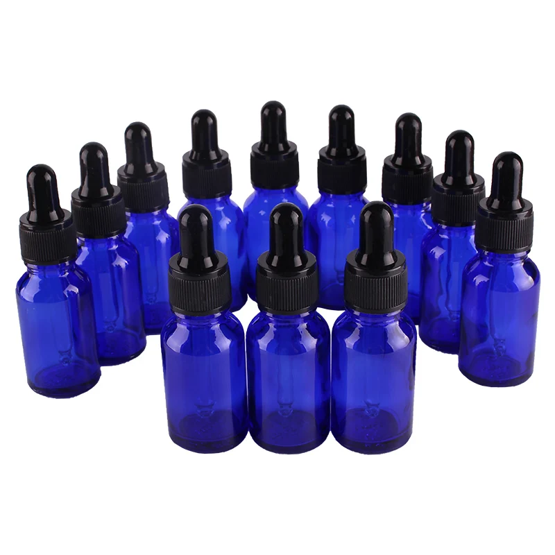 

12pcs 15ml Blue Glass Dropper Bottles with Pipette for essential oils aromatherapy lab chemicals