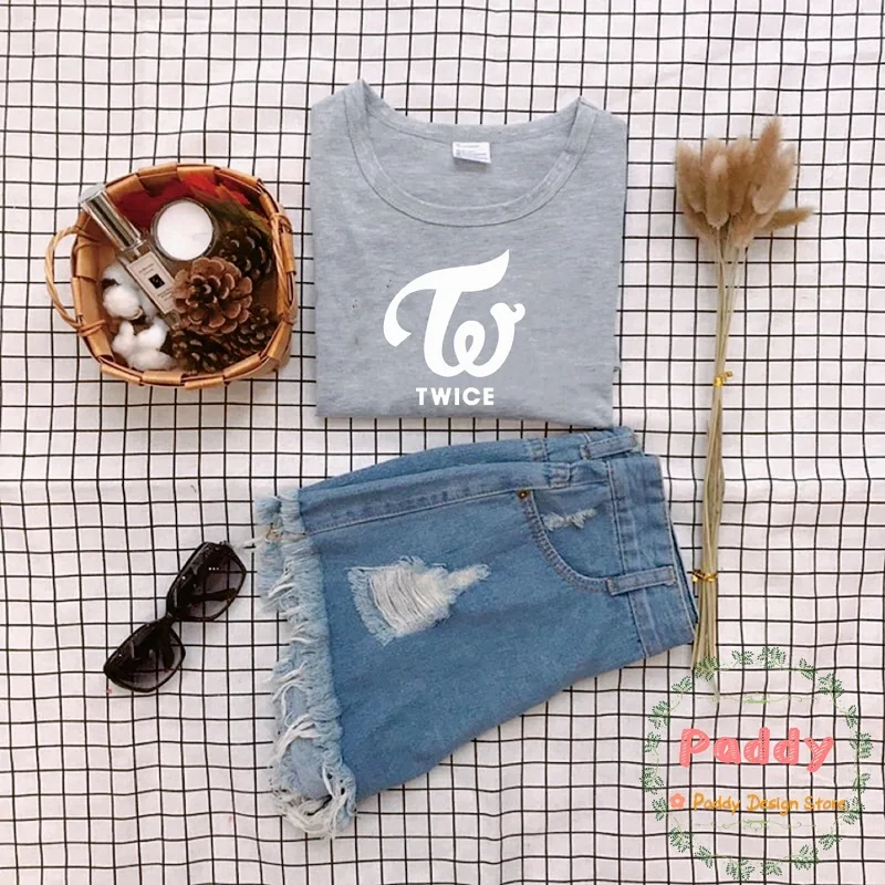 TWICE fashion унисекс tumblr kpop стильная Корейская футболка с коротким рукавом крутая
