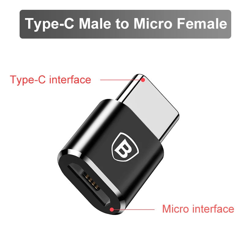 Type C Male to Micro Baseus usb type C OTG адаптер USB C штекер Micro USB Женский Кабельные конвертеры для Macbook samsung S10 huawei USB type-c OTG - Цвет: Type C Male to Micro