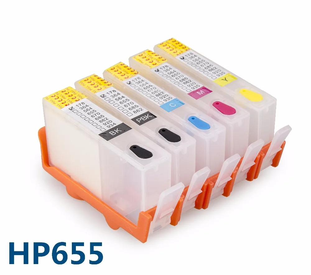2Bk1Cy1Mg1YL для hp 655 перезаправляемый картридж для hp с чернилами hp Deskjet Ink Advantage 3525 4615 4625 5525 6520 6525 принтер с чипом