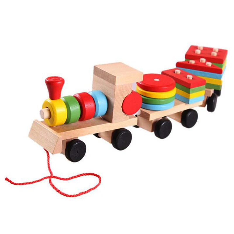 Models& building toy train building Blocks Educational Kids Baby Wooden Solid Stacking Toddler Block Toy for Children gifts baby-building-blocks-wooden
