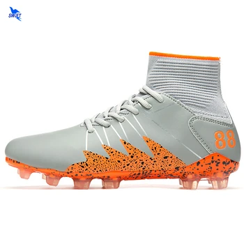 

New Adults Men's Soccer Shoes High Top AG/FG Football Boots Outdoor Lawn Training Sports Sneakers High Ankle Futsal Cleats 39-45