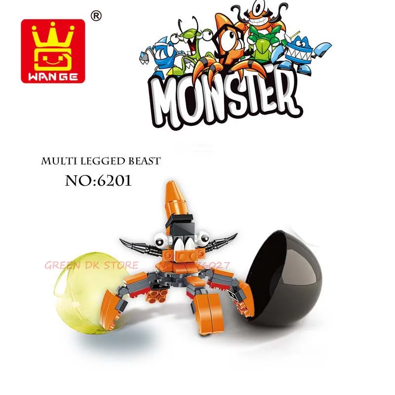 

Monster eggs block 6 items one package bricks model ABS toys Self-locking bricks educational toys