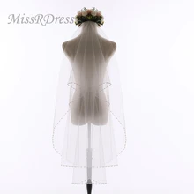 MissRDress короткие кружевные бусины Свадебные вуали с каймой двухслойные Свадебные вуаль легкая Тюлевая свадебные аксессуары, фата JKm41