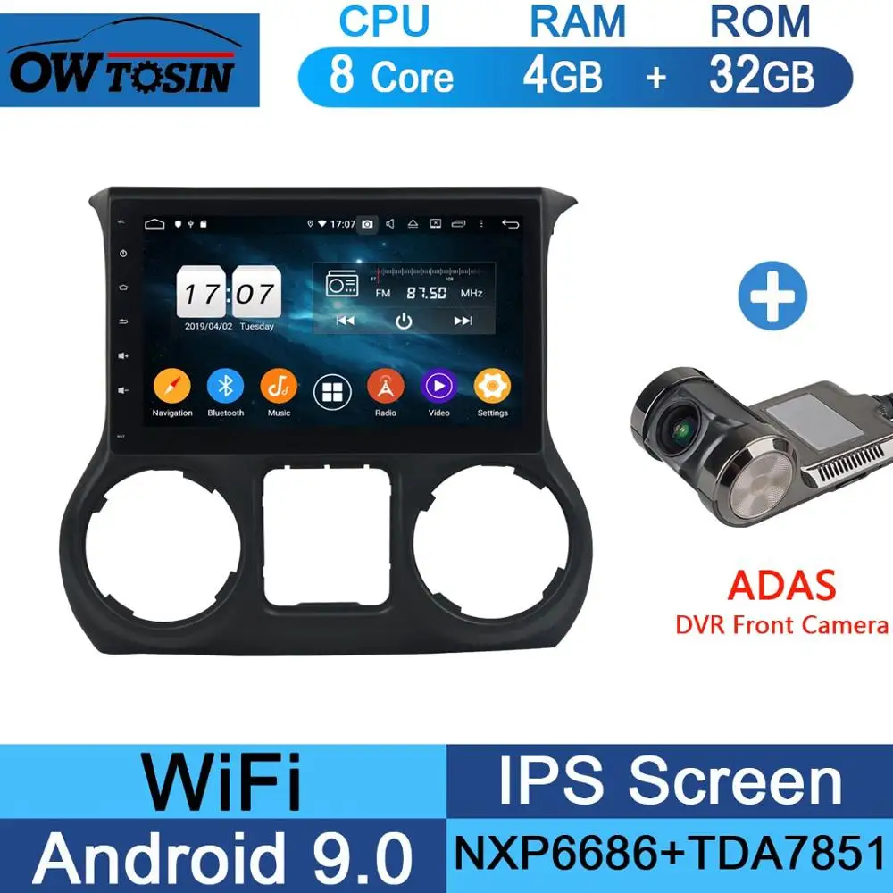 10," ips 8 ядерный 4G+ 64G Android 9,0 для Jeep Wrangler 3 JK 2011 2012 2013 автомобильный dvd-плеер радио gps Parrot BT - Цвет: 32G Adas Camera