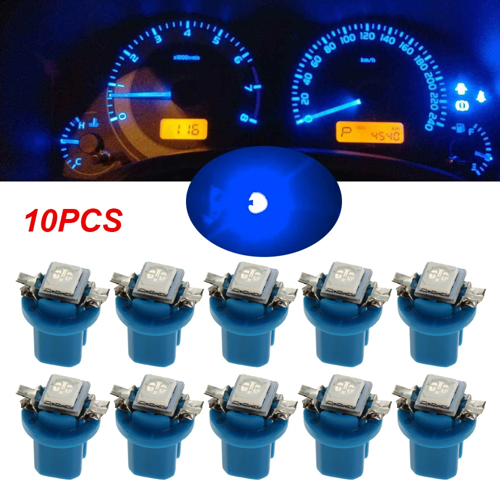 

10PCs/Set T5 B8.5D 5050 1SMD LED Dashboard Dash Gauge Interior Instrument Light Bulbs Cluster Lamp Auto Accessories