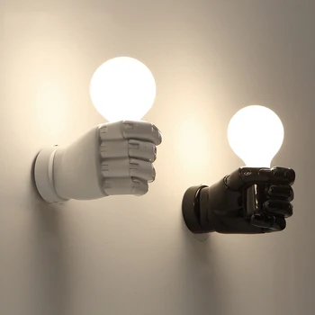 

Modern Novelty Fist Led Wall Lamps Lustre Painted wall sconce White Black Resin Led Wall Lights Corridor Bedroom Wall Lighting