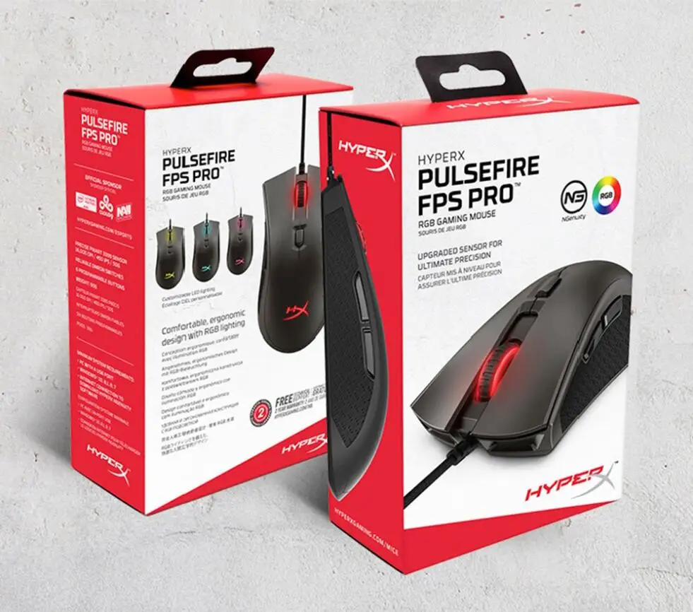 Kingston HyperX gaming mouse Pulsefire FPS Pro DPI 16000 RGB Lighting Wired professional gamer Mouse Pixart 3389 Mice for laptop (5)
