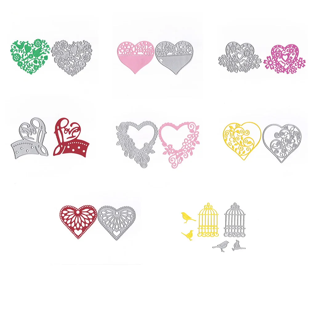 

Heart Shape Bird Cage Cutting Dies Carbon Steel Embossing Stencil Metal Mould DIY Scrapbook Photo Album Crafts for Wedding