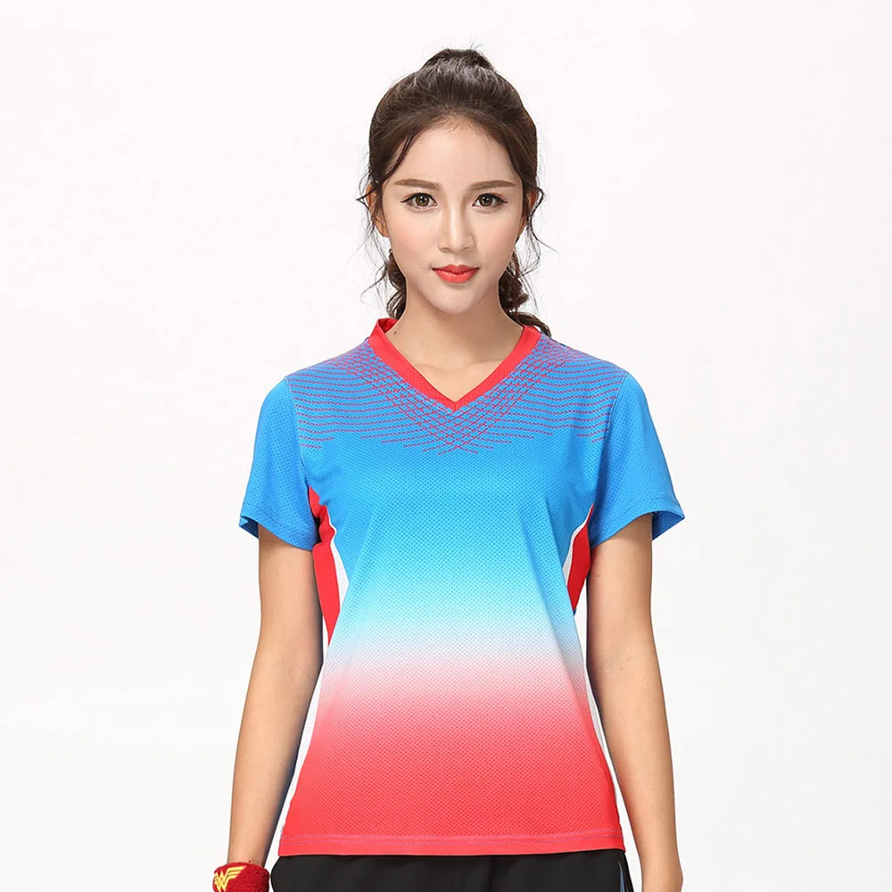 Новая спортивная одежда для бадминтона рубашка женская/Мужская, спортивные теннисные майки, настольная теннисная футболка, быстросохнущая спортивная рубашка 8803 - Цвет: Woman 1 shirt