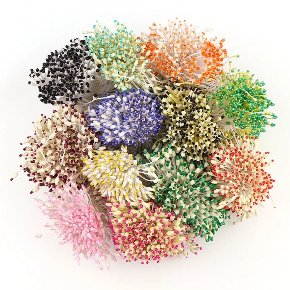 

255pcs 6mm Mini Double Color Tips Stamen Handmade Artificial Flowers For Wedding Party Home Decoration DIY Craft Accessories