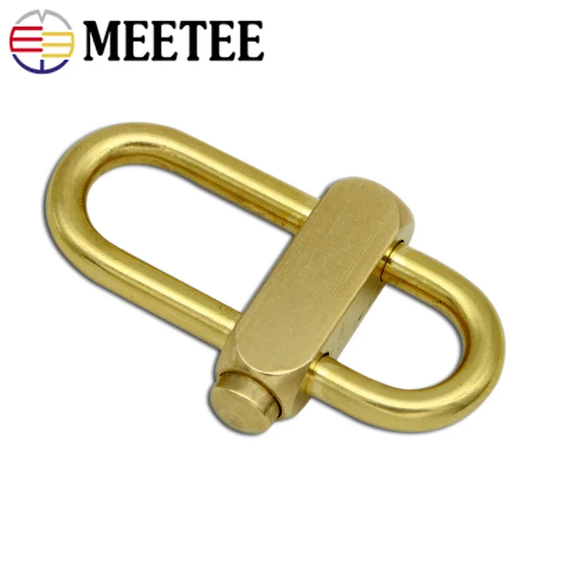 

Meetee 6cm Solid Brass Spring Keychain Belt Buckle DIY Adjustable Metal Buckles Keychin Hooks Hangers Hardware Accessories AP492