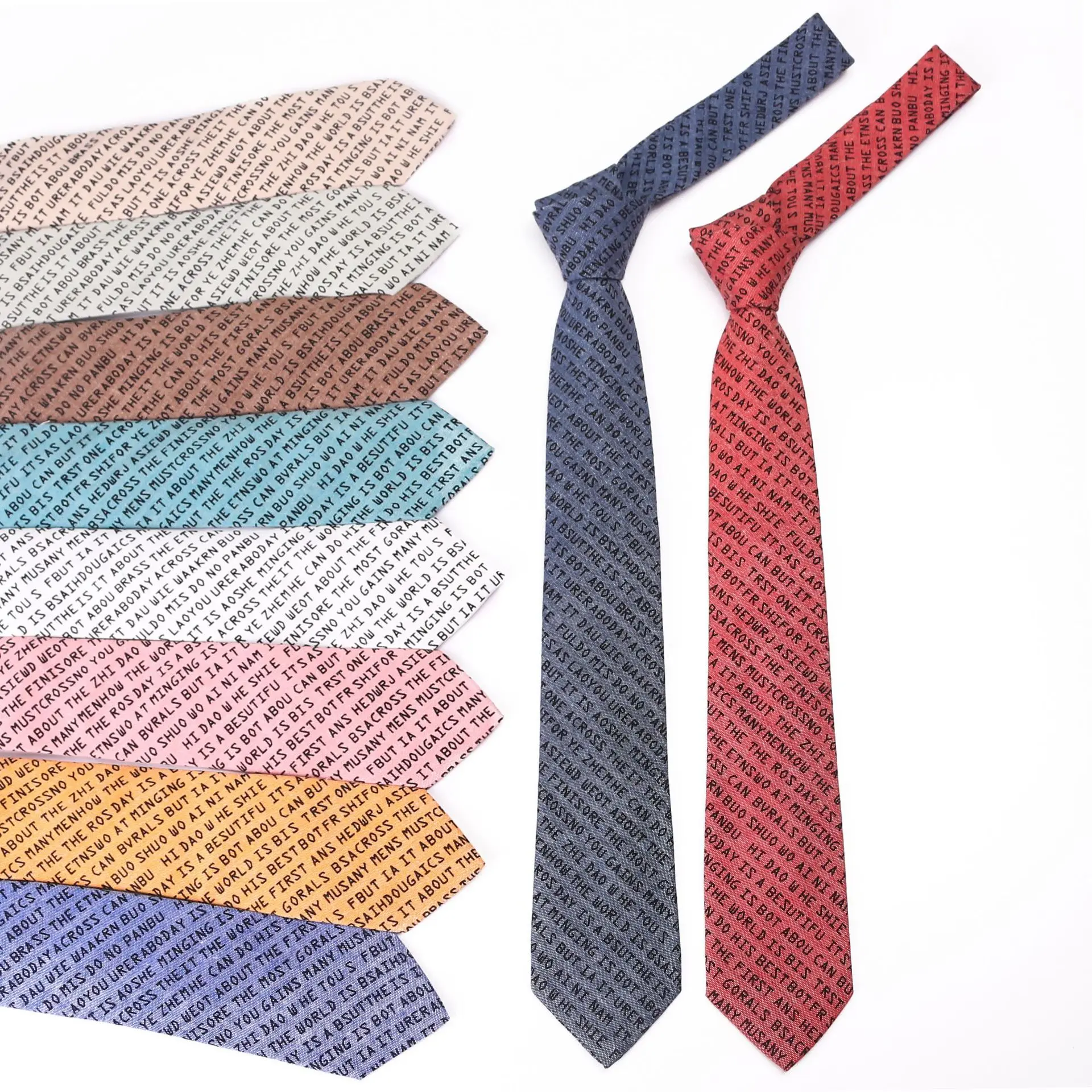 Men Letter Leisure Printing Tie 7cm Fashion Cotton Multi-color Adults Cool Personality Tidal Jacquard Woven Slim Party Tie
