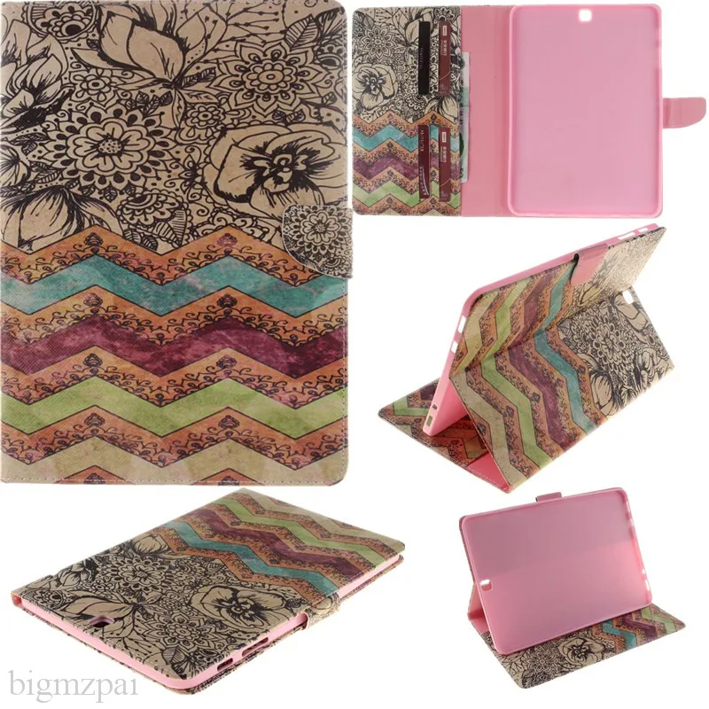 2 Sides Painted Tablet Case For Samsung Galaxy Tab S2 9.7'' T815SM -T810 Case Wallet Flip PU Leather Cover for Clever Gilrs Boy (19)