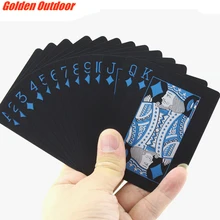 Качественные прочные игральные карты водостойкие ПВХ Пластиковые 54 шт. колода покер классические фокусы инструмент чистый черный крутой подарок покер