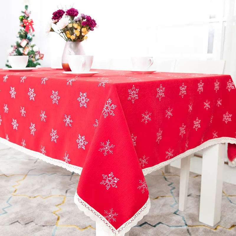 Рождественская скатерть со снежинками сад уплотненная ткань художественная Свадебная красная скатерть чайный столик прямоугольная скатерть