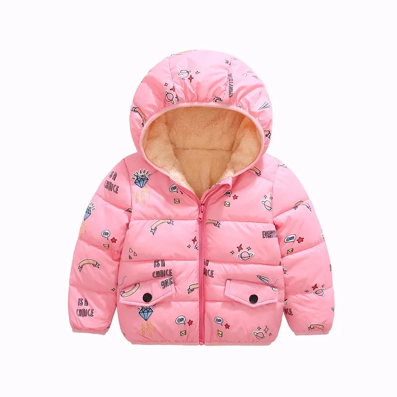 COOTELILI Thicken Velvet Baby Boys' Winter Clothing Warm Kids Girls Jacket Cotton Fleece Baby Girls Clothes 90-130cm (10)