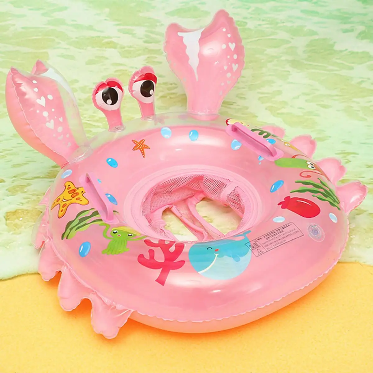 

Baby Inflatable Pool Float Infant Crab Seat Boat Swim Ring with Handles Swimming Pool Inflatable Float Circle 60CM