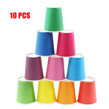

10pcs Pure Colour Party Disposable Paper Cups Juice Cup DIY Decoration Baby Shower Kids Birthday Wedding Picnic Tableware Supply