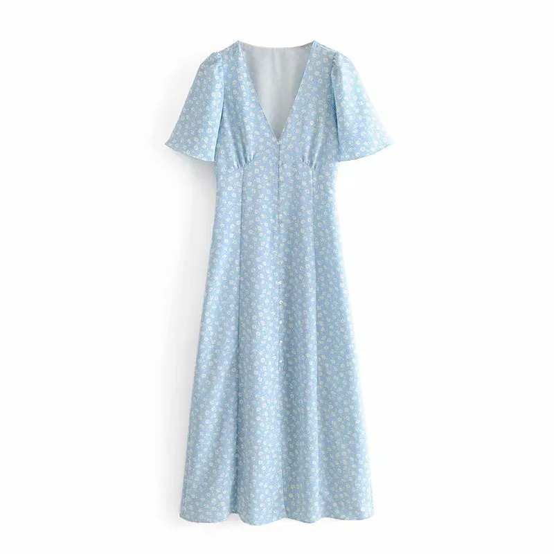 

2019 European and American Summer Fashion Women's Fashion Show Thin Flower Printed Dress